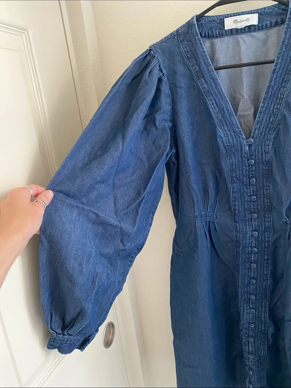 🌼 NWOT Madewell Indigo Blue Button-Front Denim Dress size 2 Cottagecore - Picture 4 of 11